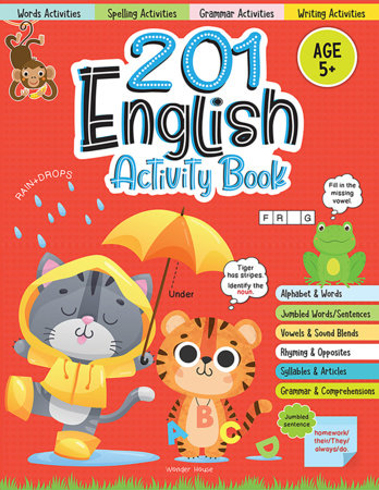 201 English Activity Book - Fun Activities and Grammar Exercises For Children: Alphabet & Words, Rhyming & Opposites book cover
